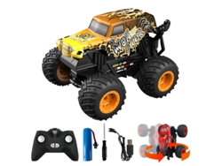 (amarillo) Coche de Control Remoto en Forma de Dinosaurio Tiburón con Rotación de 360 Grados, Música y Luces.