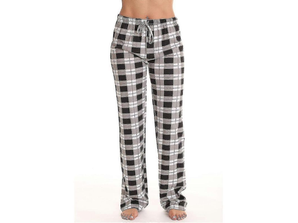 2026-pantalones De Pijama Para Mujer Con Bolsillos Suaves De Franela Cuadros Talla S-xxl