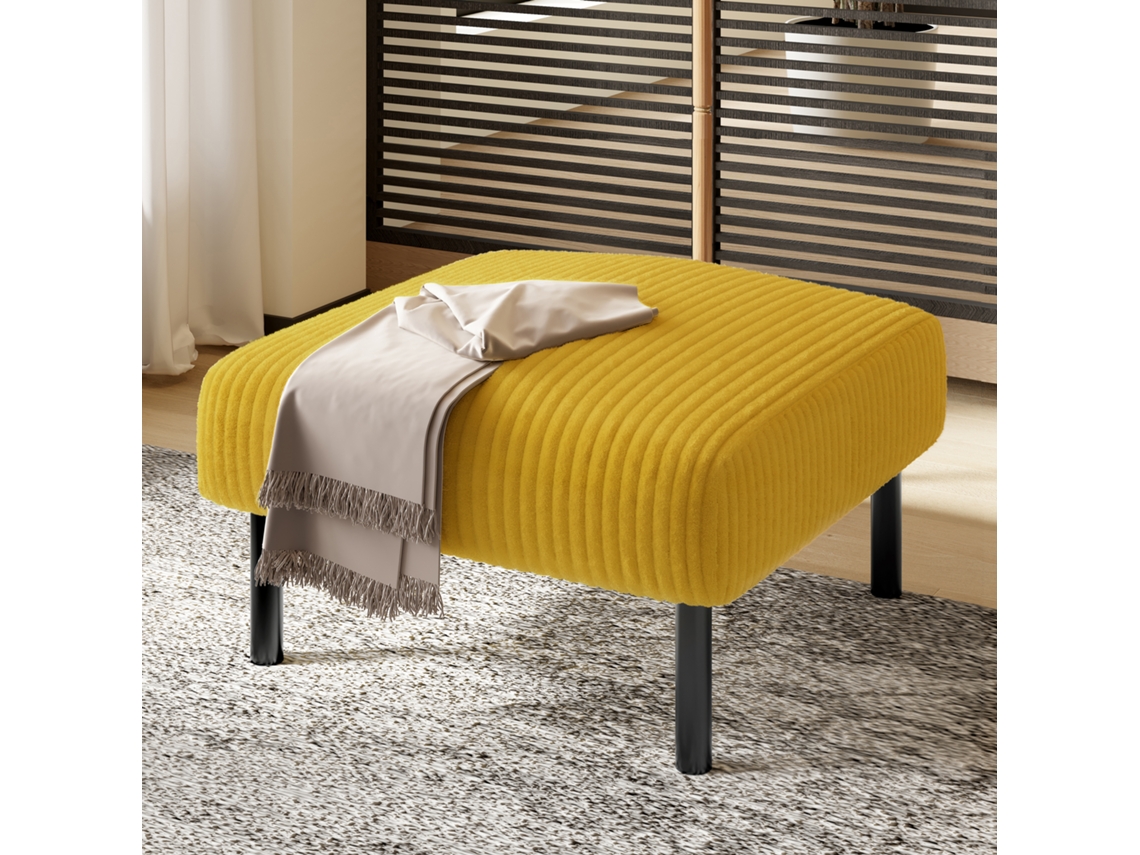 Taburete Metálico De Terciopelo Con Reposapiés Y Asiento, Mesa Auxiliar