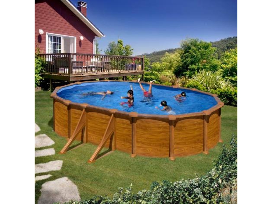 Piscina de acero GRE imitación madera Sicilia Oval (500 x 300 x 120 cm)