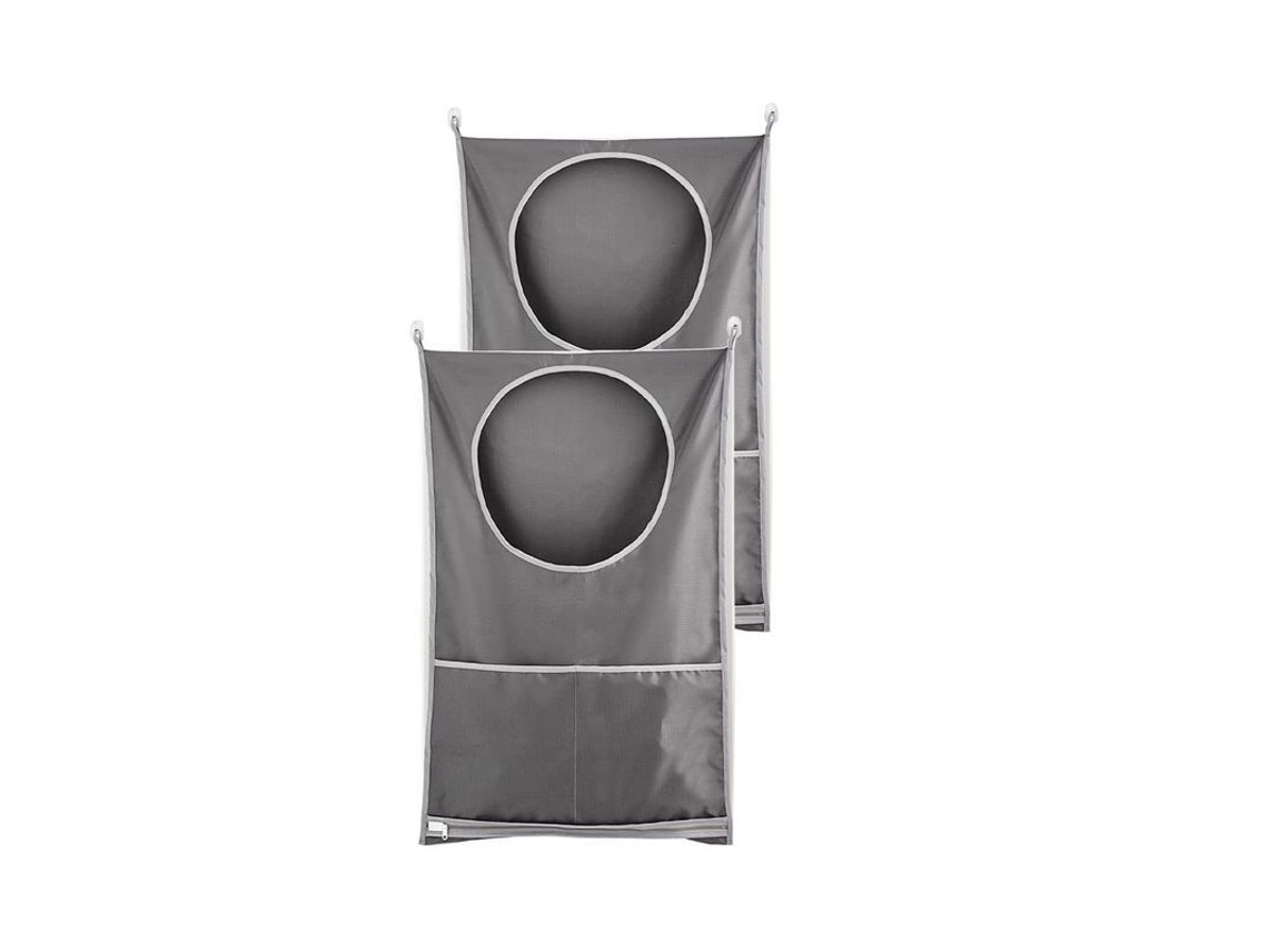 Canasto de Lavandería Colgante Linjou 2 Piezas Plegable Con Bolsillos Exteriores Y Cremallera Inferior Gris