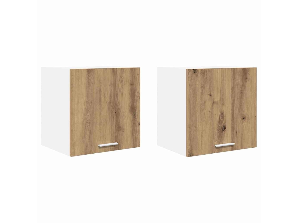 Conjunto de 2 armarios de pared con puertas, hechos a mano en roble y blanco, EXCLUSIVO DE LA CASA