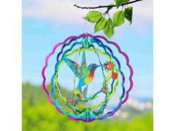 Molino de viento de colibrí de 12 pulgadas, de acero inoxidable, 3D, colgante de metal, atrapasueños para jardín, decoración interior y exterior.
