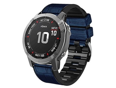 Correa para Garmin Fenix 7/6/5 Correa de reloj de cuero de silicona con textura de cocodrilo azul VENISYMLIS