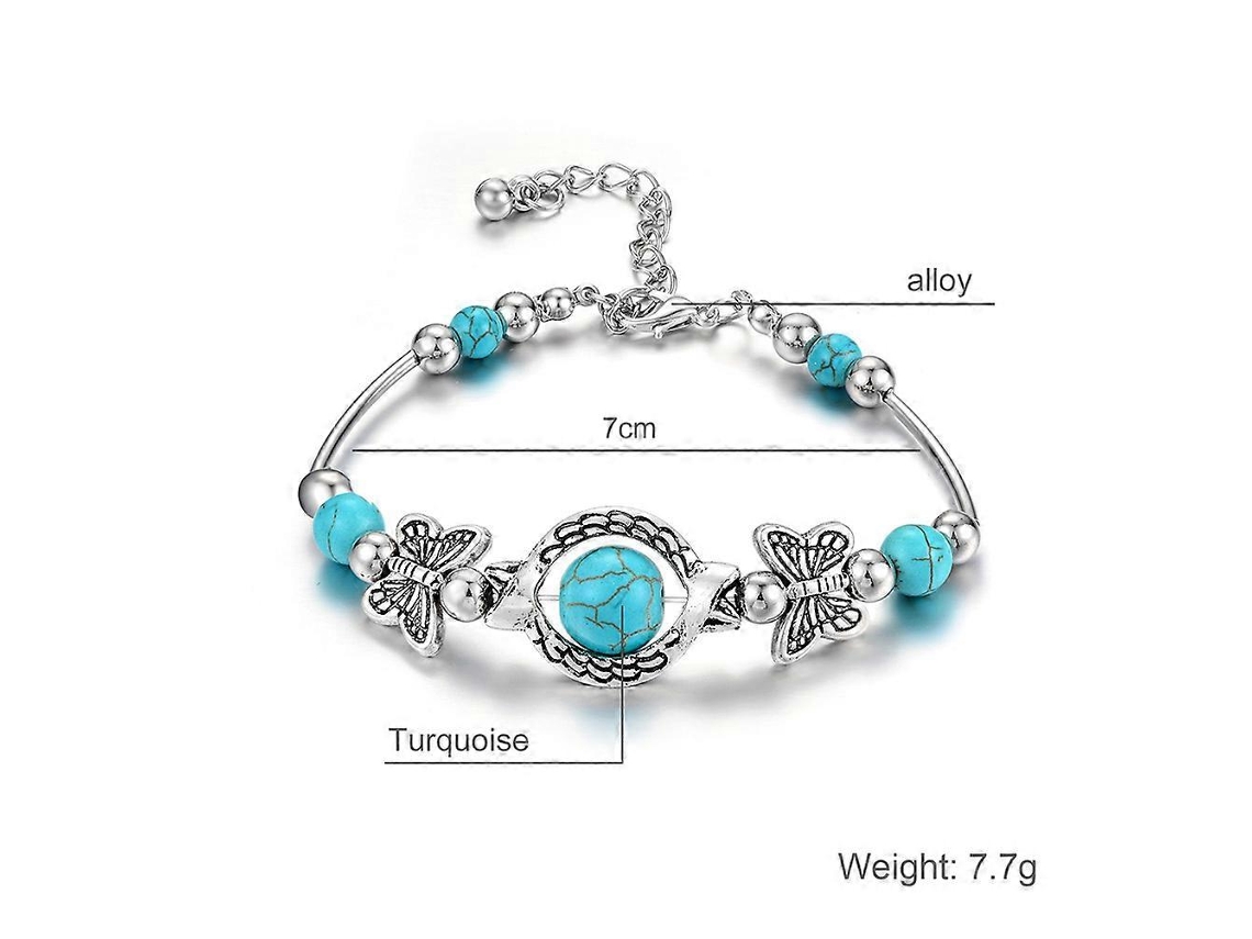 Pulsera de cadena turquesa para mujer, juego de 2 piezas, accesorio de moda. Nostalgia88