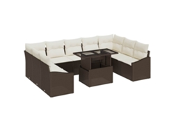 Maison Exclusive - Conjunto De Sofá De Jardín Con Cojín 10 Pcs Marrón Y Crema
