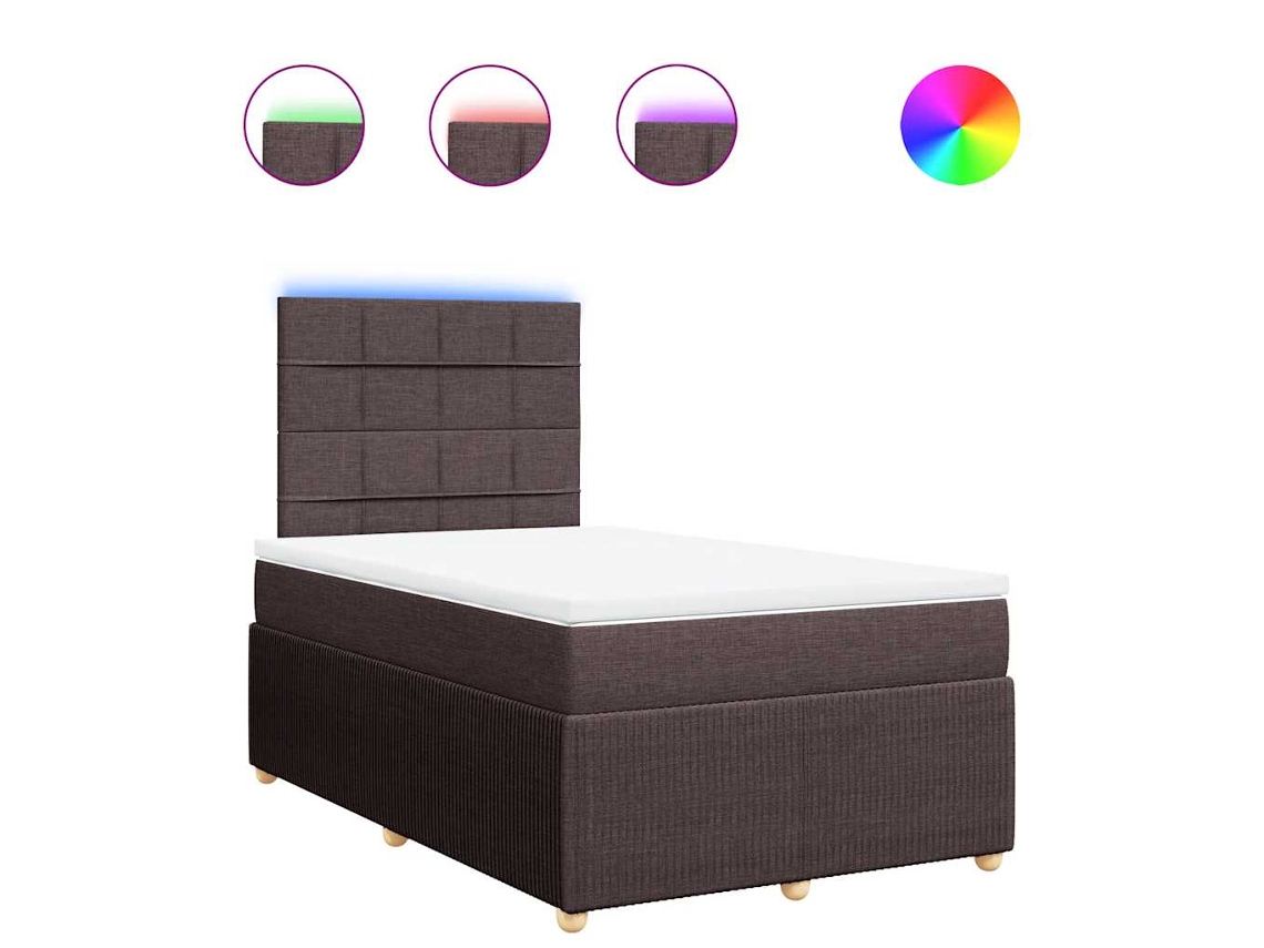 Maison Exclusive - Cama Box Spring Con Colchón Tela Marrón Oscuro 120x190 Cm