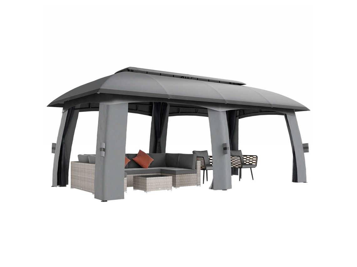 Cenador 3x6 M Con Mosquitera Para 15 Personas Gris