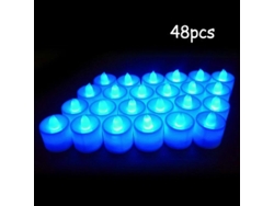 Rebe-velas Led Sin Flama Plásticas Luz Amarilla 12/24/36/48 Piezas Para Exterior Decoración Fiesta Navidad 48 Piezas Azules