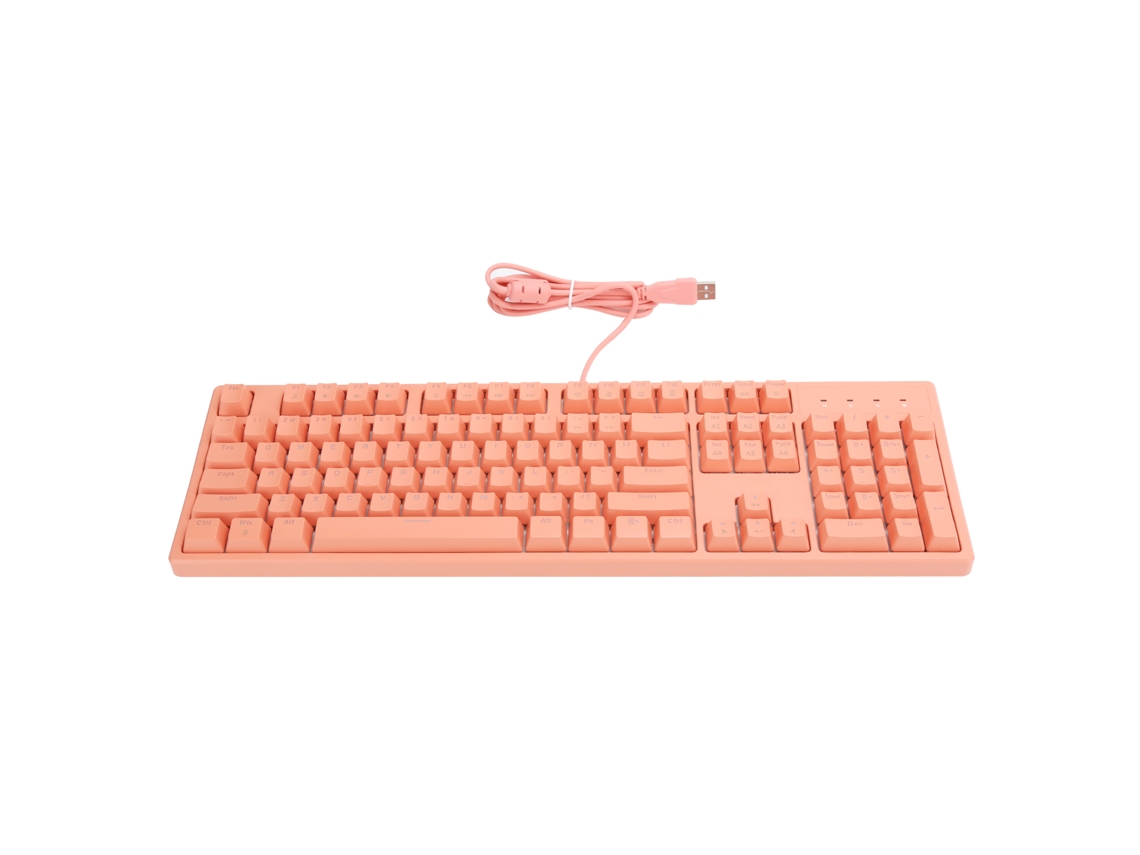 Teclado mecánico para juegos Baoj-2026 RGB de 104 teclas con retroiluminación azul y rosa, portátil para ordenador de sobremesa.