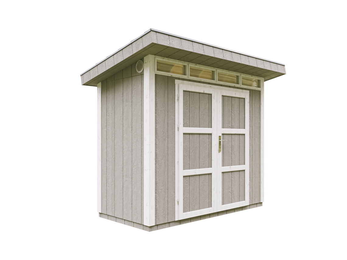 Caseta para jardín paneles a base de madera LP SmartSide 3m2 con suelo y baldosas bituminosas- L161xA294xA239 cm- TIMBELA M901A - Tundra grey