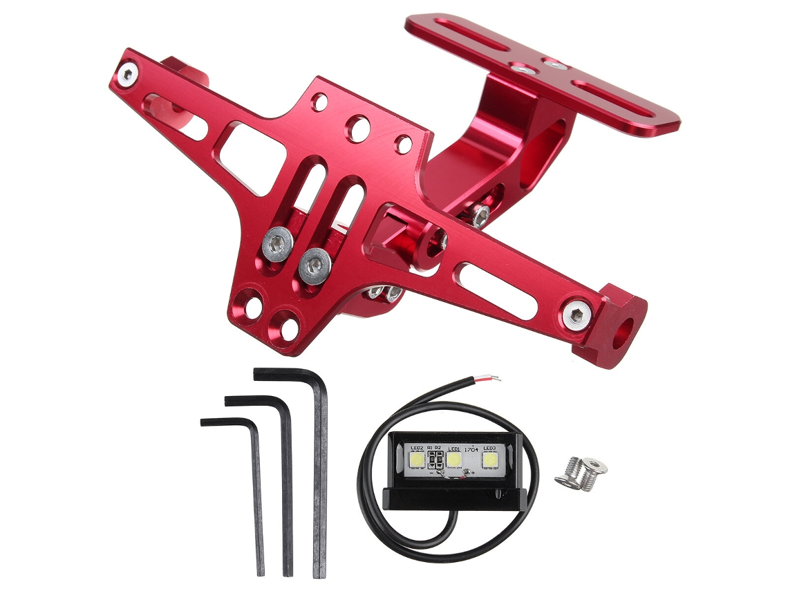 Soporte De Matrícula De Motocicleta De Aleación Cnc Negro De 12 V, Soporte De Luces Led Universales