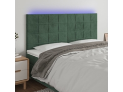 Cabecero Con Luces Led Terciopelo Verde Oscuro 200x5x118/128 Cm