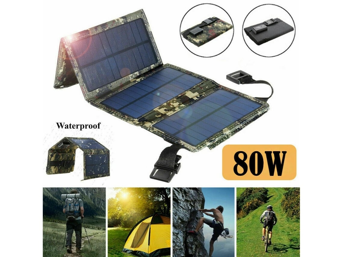 Panel Solar Usb Plegable Con Batería Externa Diseño Compacto Para Viaje Acampadas Y Senderismo, Un Cargador De Teléfono Móvil 80 W., Resis