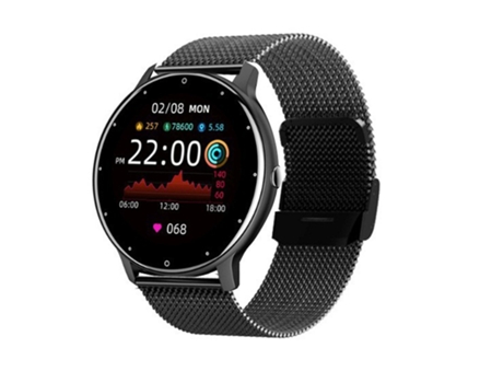 Smartwatch ZL02D Banda de acero impermeable IP67 de 1,28 '' con soporte para monitoreo de frecuencia cardíaca (negro)