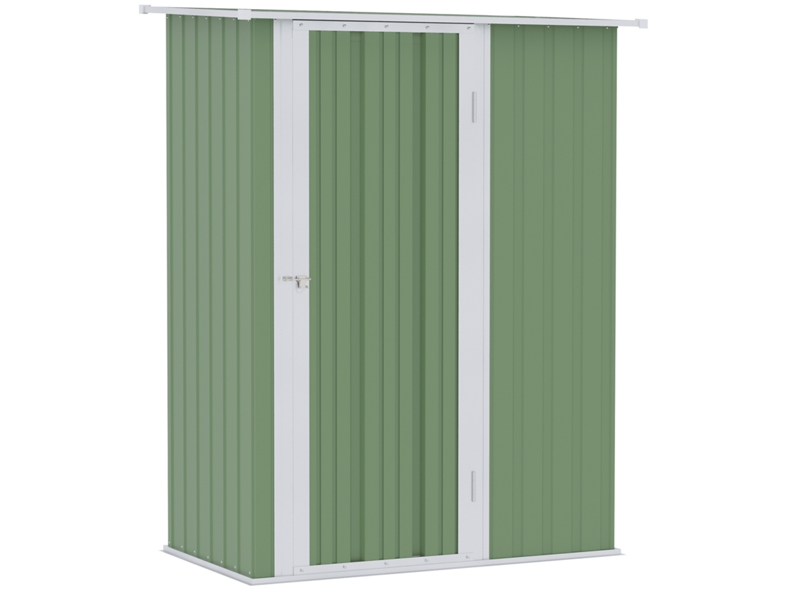 Caseta de jardín/cobertizo para herramientas con puerta, para uso exterior, de acero, verde, 142 x 84 x 189 cm Zkaka