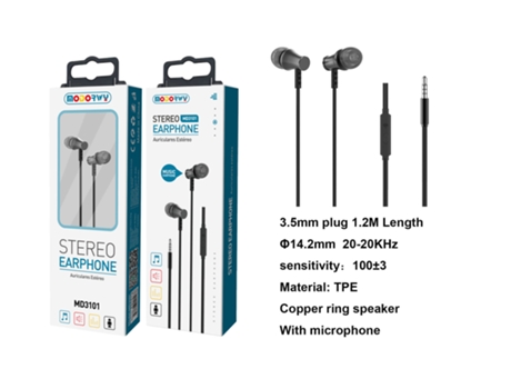 Auriculares Con Cable (In-Ear) MODORWY Md3101 (Negro)