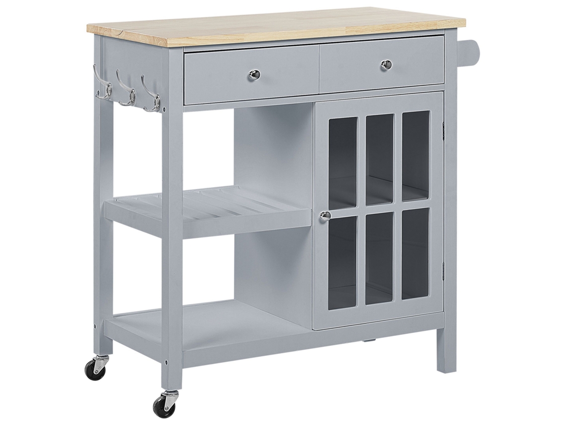 Carrito de cocina BELIANI Genoa de MDF Gris 80x43x88