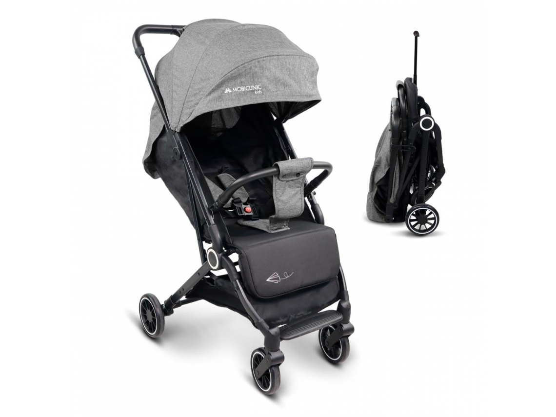 Carrito de Bebé Plegable MOBICLINIC Trip Compacto para Viajar con Reposapiés Ajustable (Gris)
