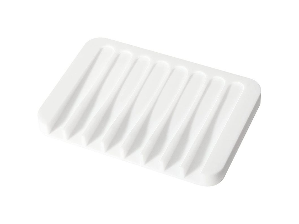 Bandeja De Jabón De Silicona Con Drenaje Para Baño Y Cocina, Portajabón Resistente A La Humedad Blanco