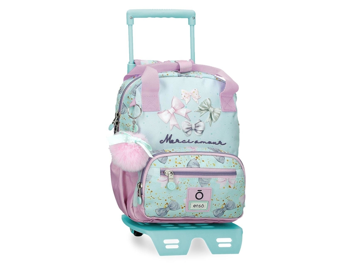 Mochila escolar Enso de poliéster turquesa con carrito Merci Amour