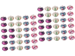 2 Juegos De Cuentas Espaciadoras De Resina Con Estampado Floral, Juego De Agujeros Para Pulseras Y Collares Diy