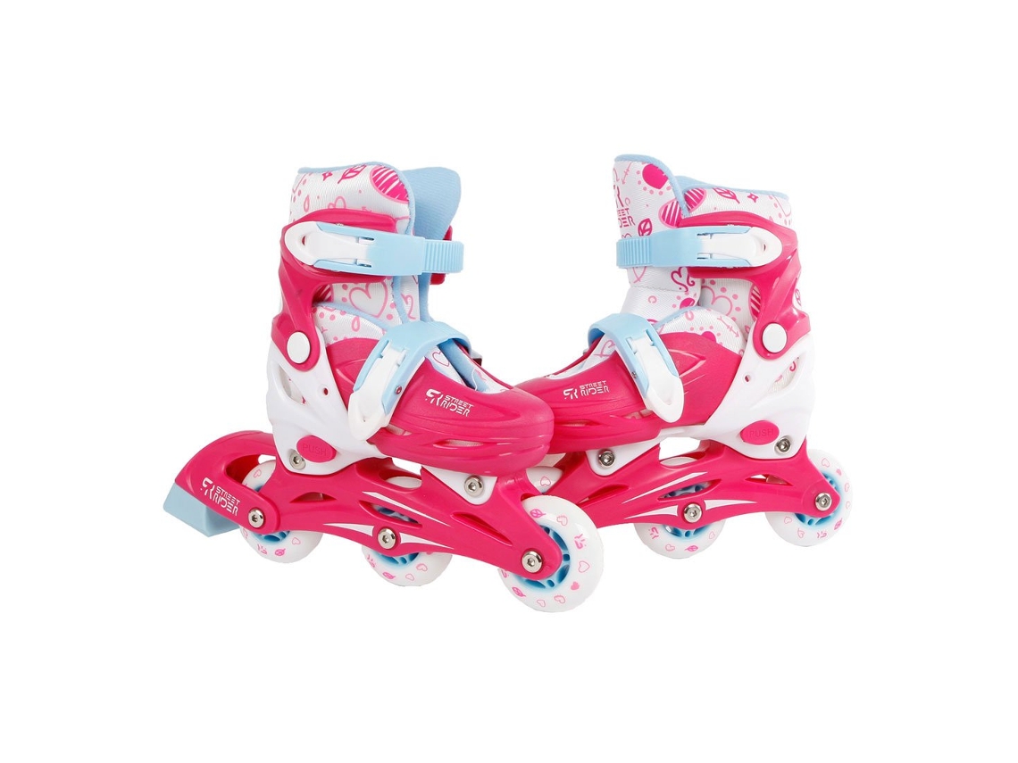 Patines en línea rosas, ajustables, para niños, talla 26-29, bota rígida. Street Rider