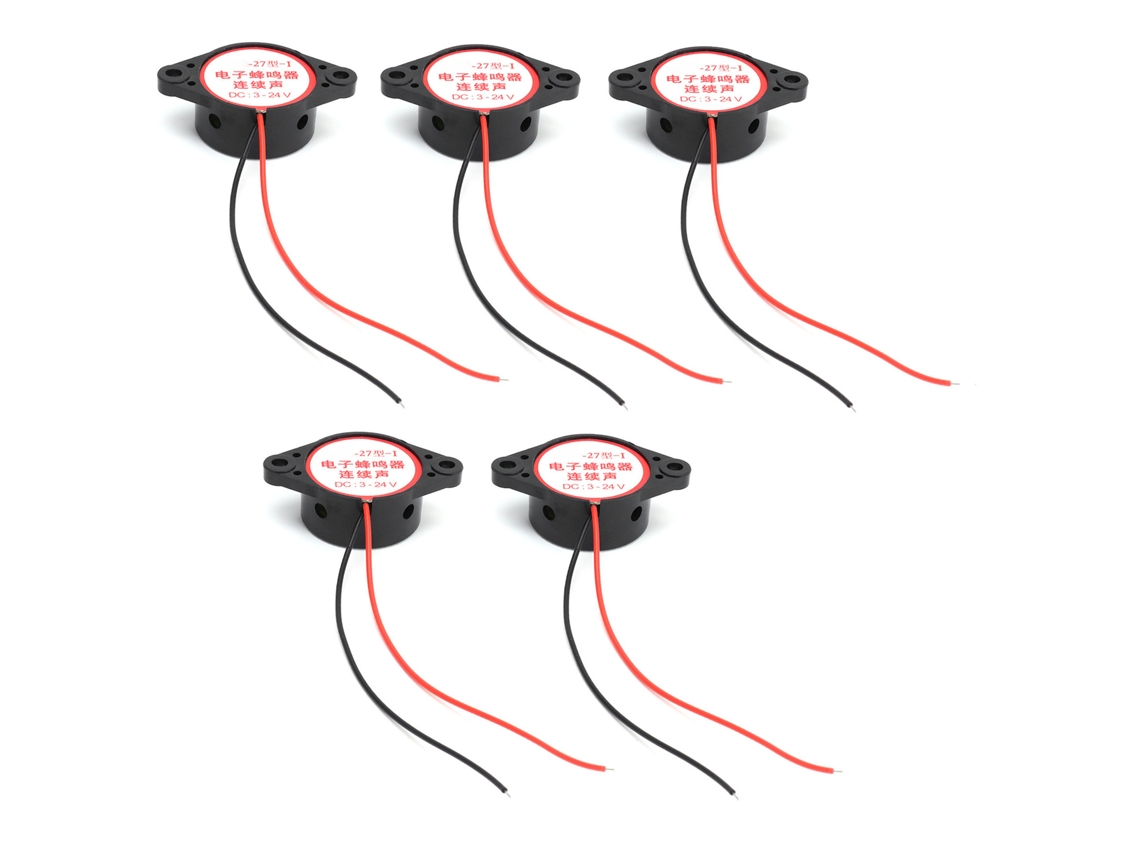 5 Piezas Zumbador De Alarma Pitón Activo De Sonido Continuo 95db Señal Altamente Decibelada Dc324v Negro