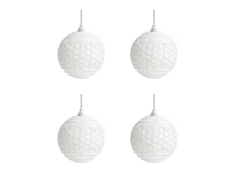 Adornos de bolas brillantes de Navidad Vintage para decoración de árboles, adornos esféricos de decoración de Navidad, blanco