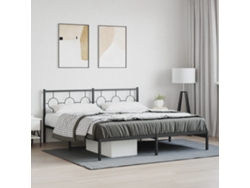 Estructura Cama Sin Colchón Con Cabecero Metal Negro 183x213 Cm