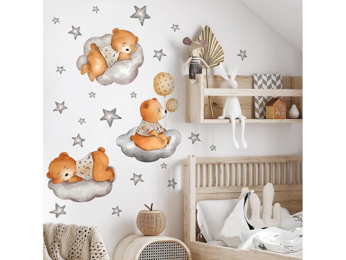 Omni-stickers De Pared Con Cachorros Nubes Y Estrellas Decoración Removable Para Sala Oficina Dormitorio Cocina