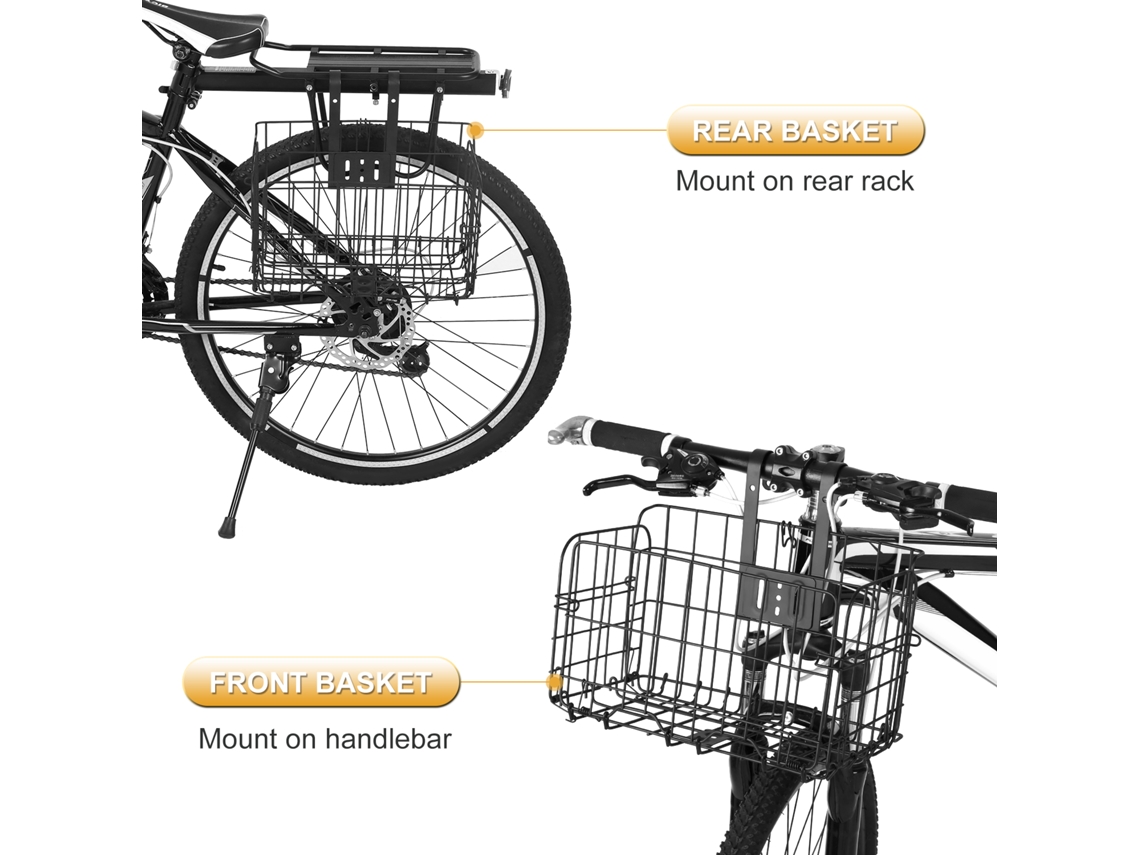 Cesta Plegable De Acero Para Bicicleta Con Cable Desmontable Para Manillar O Portaequipajes Trasero, Cesta De La Compra, Conmutador