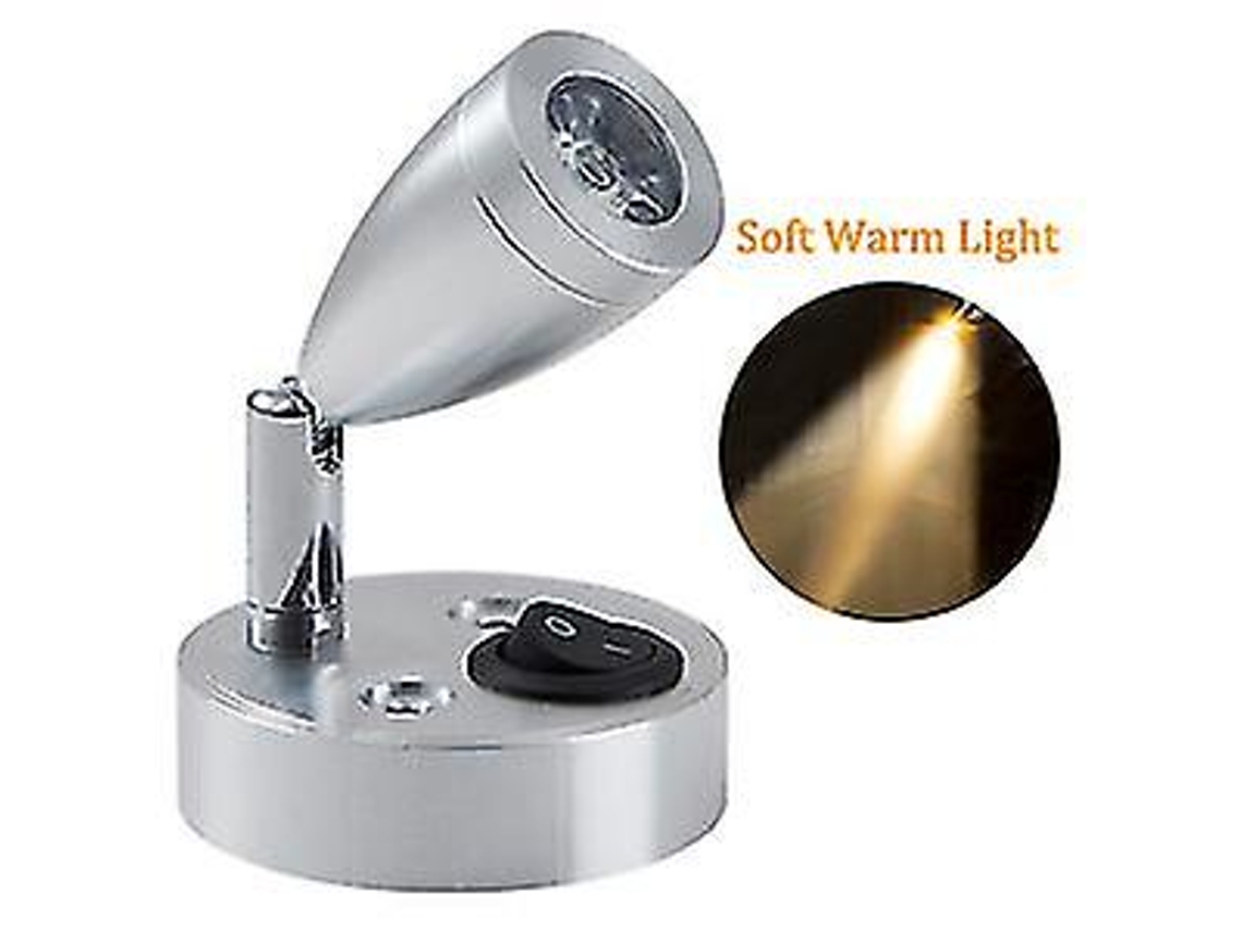Lámpara de lectura LED de 12 V, lámpara LED de interior, lámpara de noche de 3 W con luz cálida para autocaravanas. Nostalgia88