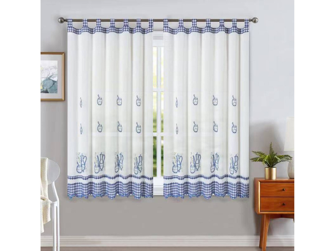 Cortinas de Cocina con Estampado Bordado - Individual