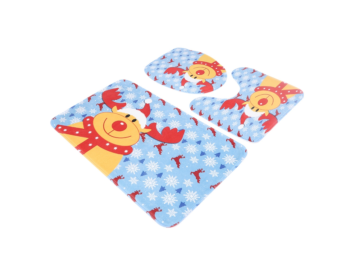 Juego de alfombras de baño con estampado de alce, antideslizantes y absorbentes