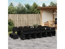 Juego de comedor de jardín DKD Home Decor de 17 piezas con cojines de mimbre negros