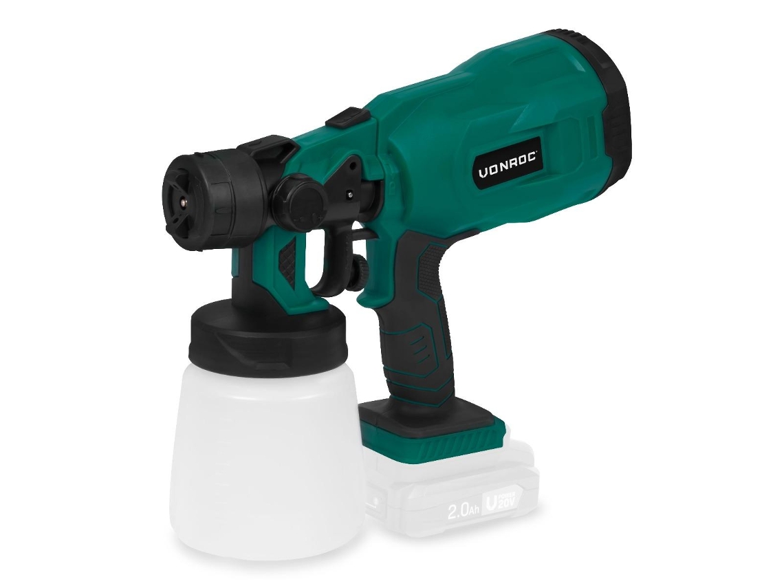 Pistola VONROC de Pulverización Inalámbrica Vpower 20V (Excl. Batería y Cargador Rápido) Capacidad 800 Ml Incl. Accesorios