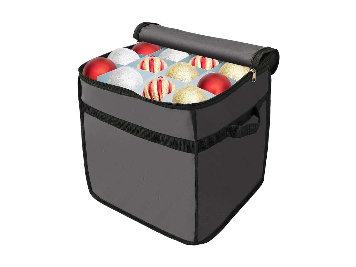Caja De Almacenamiento Para Bolas De Navidad Con Separadores Extraíbles, 64 Celdas Led, Gris, 32x32x32cm