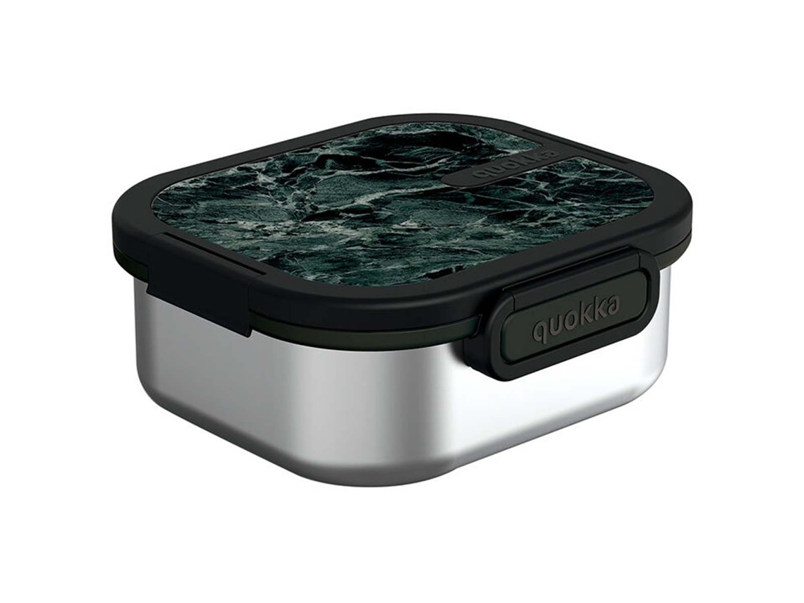 Quokka Ultra Solid - Recipiente para alimentos de acero inoxidable a prueba de fugas, color negro y plateado