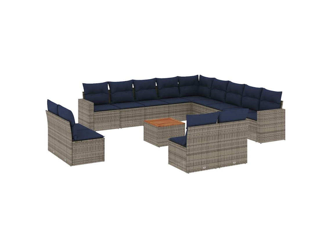 Maison Exclusive - Set De Sofás De Jardín Y Cojines 14 Pzas Ratán Sintético Gris
