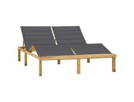 MAISON EXCLUSIVE - Tumbona doble y cojines madera pino impregnada gris antracita