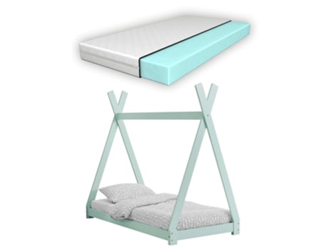 Estructura de Cama Infantil [EN.CASA] (Verde - Madera - 70x140cm)