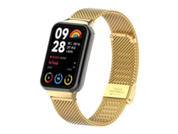 Bracelete Para Xiaomi Band 9 Pro / Redmi Watch 6 / 5 - Milan Metal - Fivela Integrada E Relevo Dourada