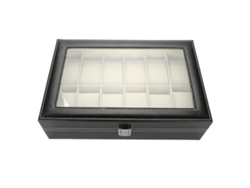 Estuche Para Relojes De Piel Sintética Con 12 Compartimentos, Transparente.