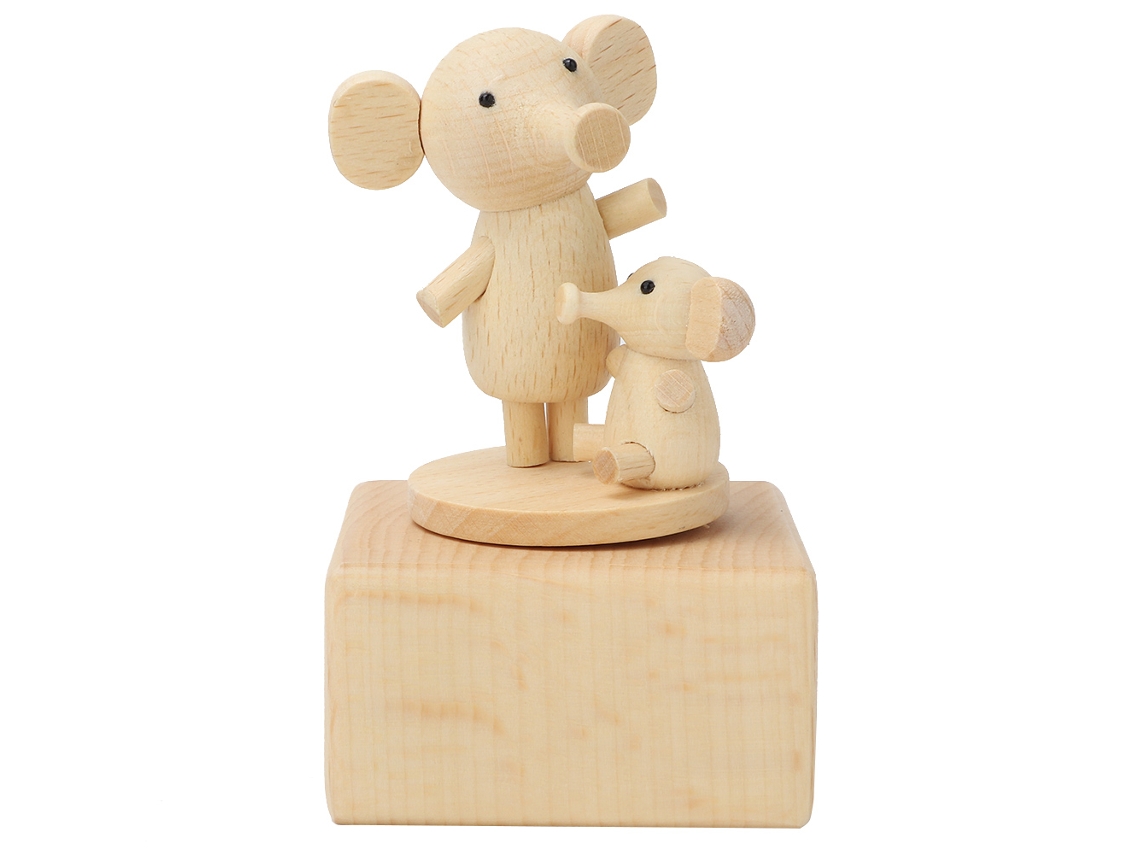 Caja de música con forma de animales adorables, juguete de madera, regalo.