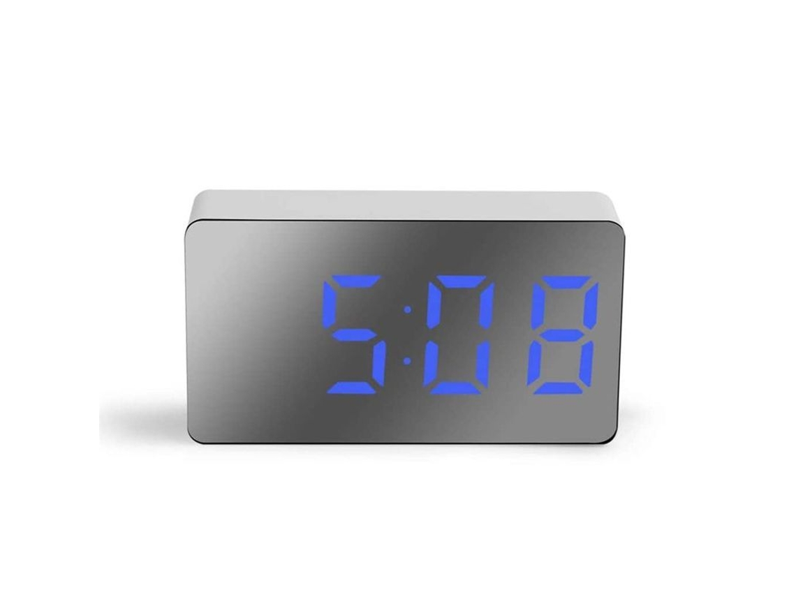 Reloj Despertador Digital Con Espejo Led, Función De Repetición, Puerto Usb Y Diseño Compacto Para Dormitorio Y Oficina.