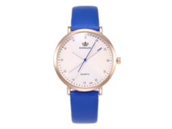 Reloj De Pulsera Analógico De Cuarzo Para Parejas Con Dial Redondo Azul Real