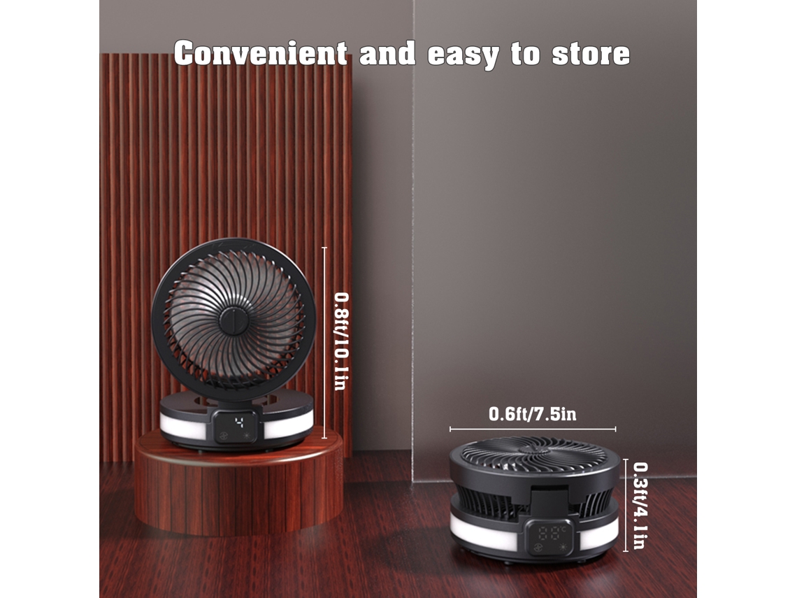 Ventilador de escritorio USB con control por aplicación, 4 velocidades, lámpara de aromaterapia.