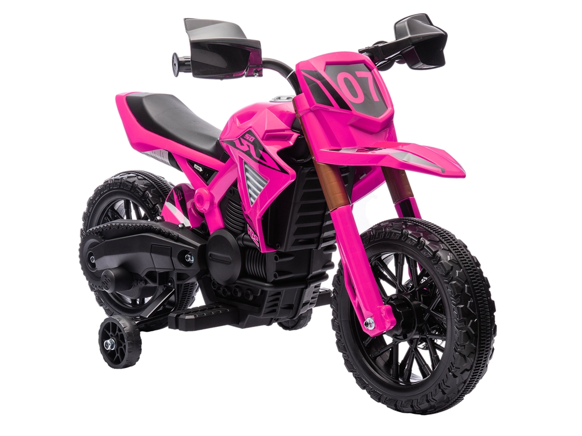 Moto Motocross Infantil 6v 2 Motores Ruedines Claxon 3-8 Años Rosa