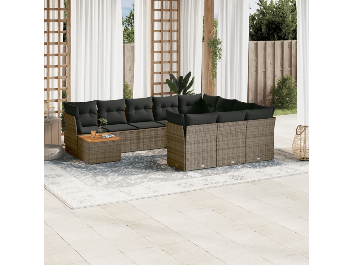 Conjunto de sofás de jardín de 11 piezas DKD Home Decor con cojines de mimbre gris